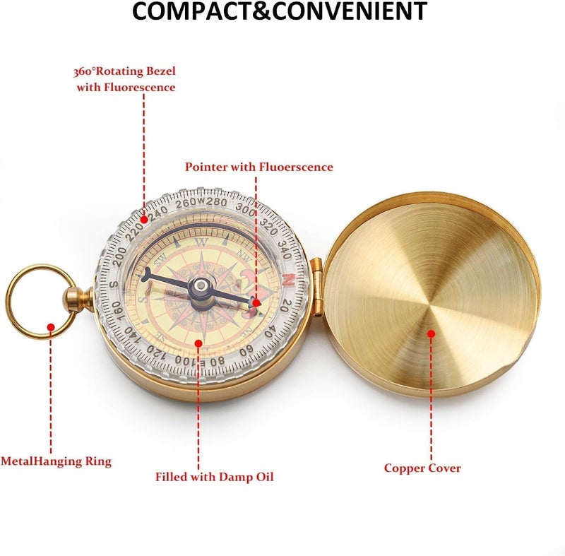 JSD Camping Survival Compass Metal Compass Kids Compass for Hiking Camping Hunting Outdoor Military Navigation Tool - Image 4